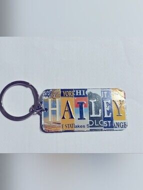 Multi-State License Plate Name Charm Keychain:HAILEY